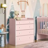 Cômoda De Bebê Com Trocador Doce Sonho 2523 Rosa Acetinado