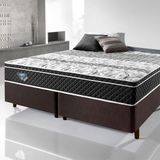 Cama Box Queen 158x198 Courino Linho Marrom Com Colchão Gransleep Molas Verticoil Ecoflex