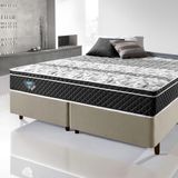 Cama Box Queen 158x198 Linho Bege Com Colchão Gransleep Molas Verticoil Ecoflex