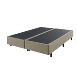 Cama Box Queen Size 158x198 Courino Linho Bege Com Colchão Adapto Molas Ensacadas