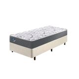 Cama Box Solteirão Courino Linho Areia 96x203 Com Colchão Adapto Molas Ensacadas Ecoflex