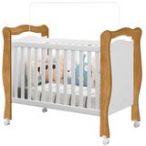 Berço Mini Cama J&amp;a Móveis Alvin Padrão Americano Com Rodízios Nature Branco