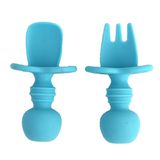 Conjunto De Talheres Silicone Azul Com 2 Peças  - A\baby