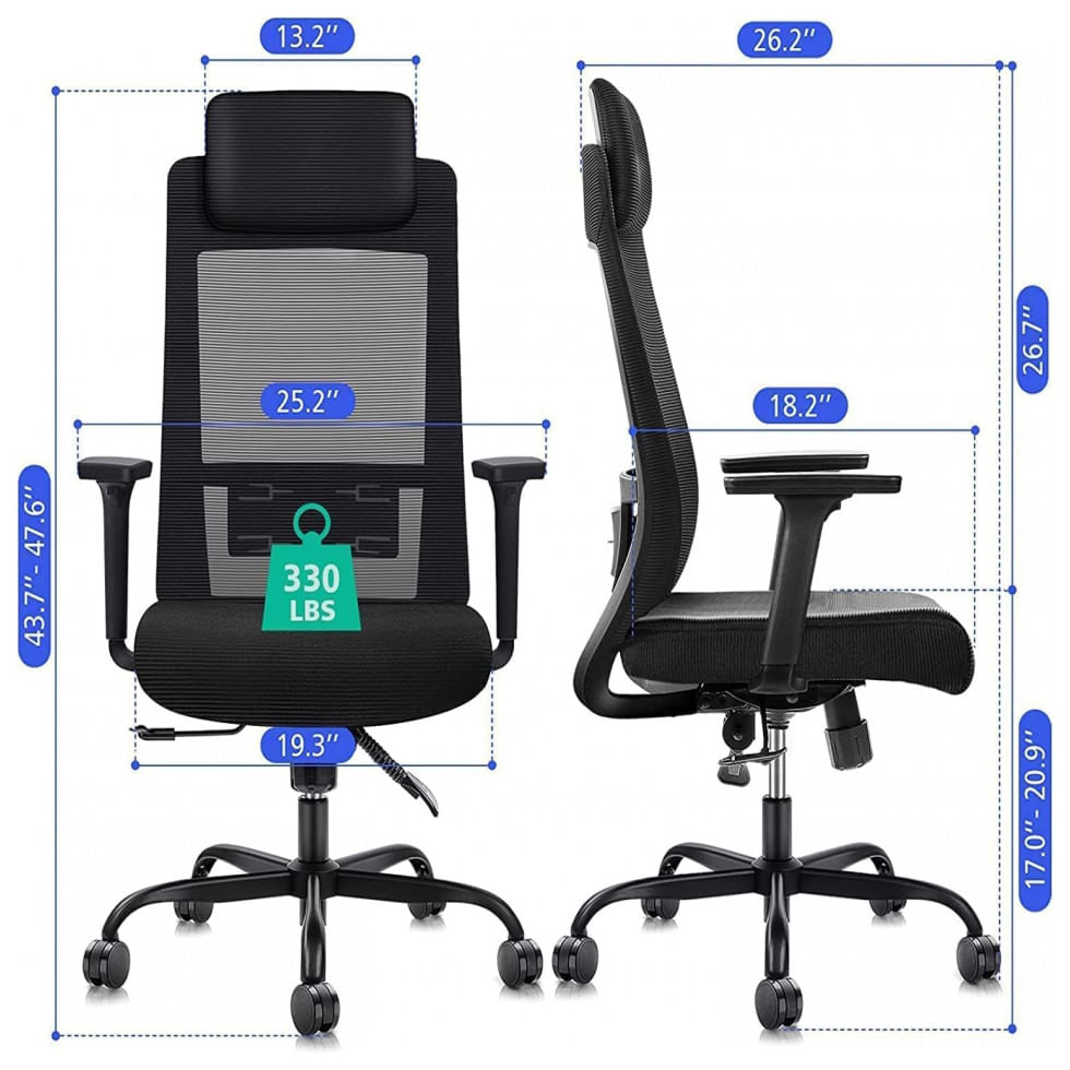Ergonomic Office Chair Computer Desk Chairs Mesh Home Office Desk Chairs With Lumbar Support 3d Adjustable Armrests High Back Carrefour