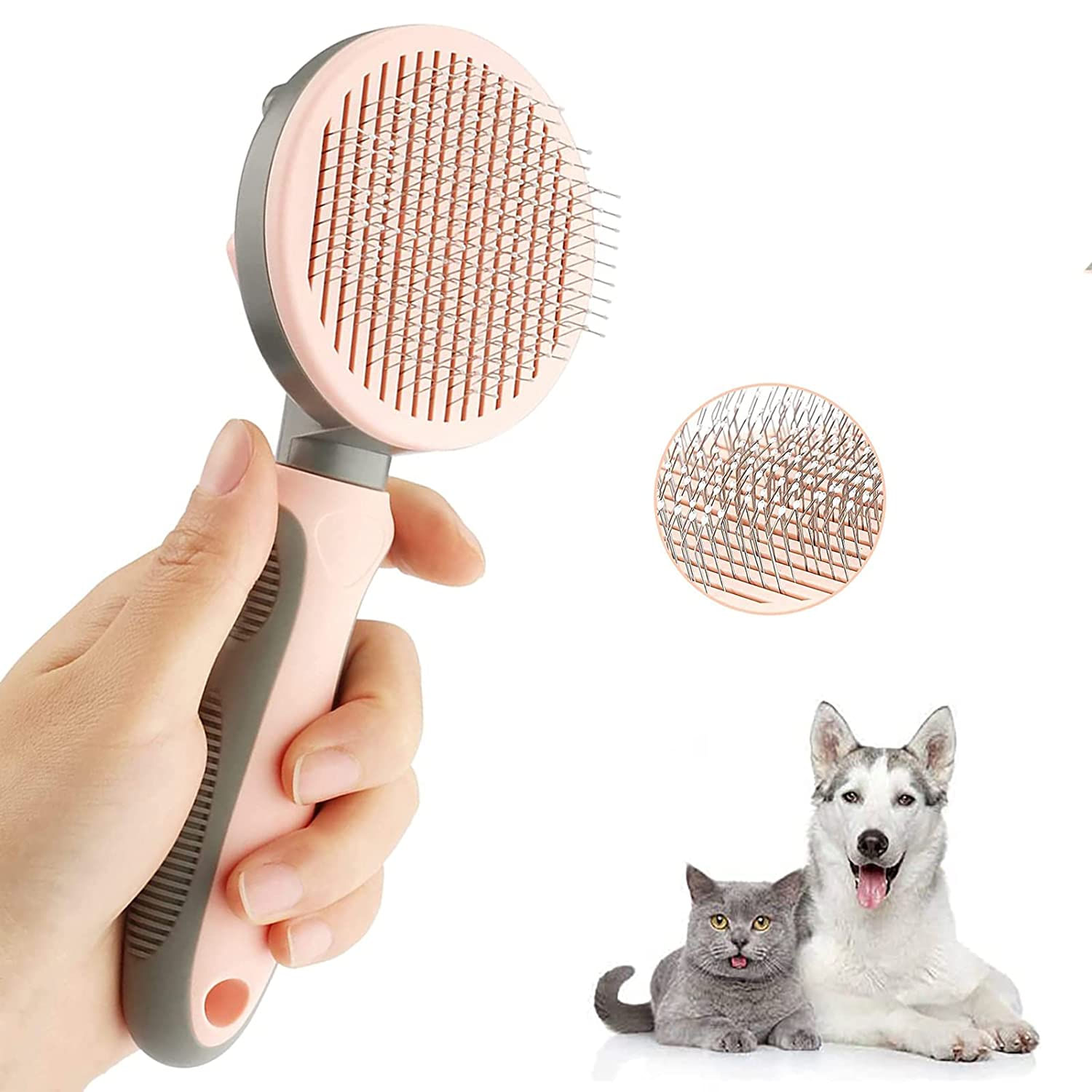 Escova De Cães De Pincel De Gato Para Cabelos Curtos E Longos Self Cleaning Slicker Pincel De Estimação Suavemente Remove E Coleta Tapetes L