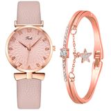 Relogio Feminino Couro + Pulseira Estrela