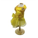 Vestido para Cachorro Jardineira Pet Princesa Organza Amarelo