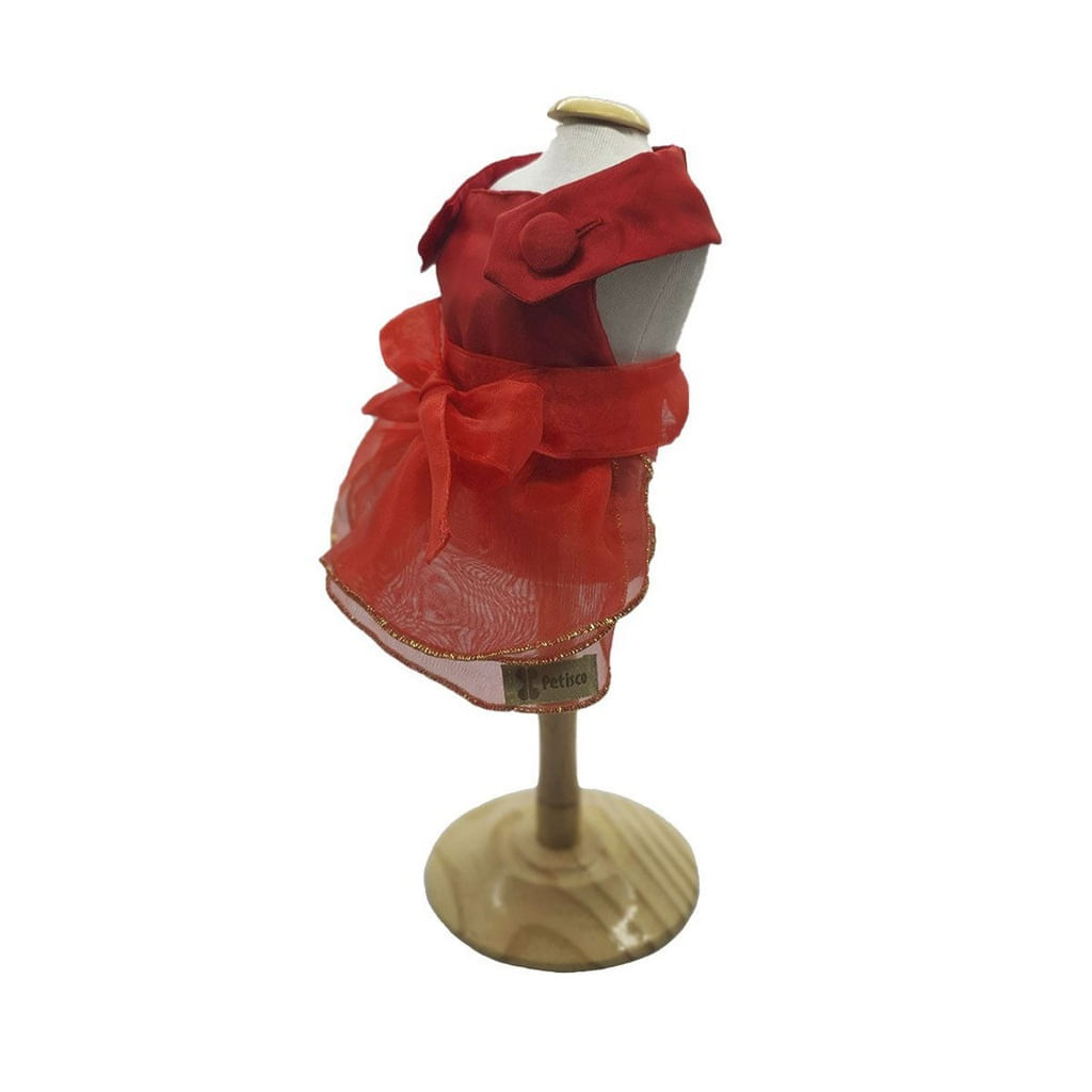 Vestido para Cachorro Jardineira Pet Princesa Organza Vermelho