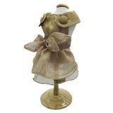 Vestido para Cachorro Jardineira Pet Princesa Organza Dourado