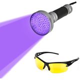 100 Leds Uv Black Light Torch Com Óculos De Proteção Uv, Ultraviolet Hand Lamp Pet Urine Detectores, Para Manchas De Urina Seca De Cães, Gat