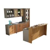 Cozinha Completa 100% Mdf 8 Peças Nesher Camponesa Cinza Marrom