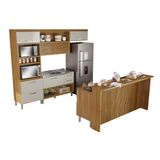 Cozinha Completa 100% Mdf 6 Peças Nesher Princesa Marrom Off White