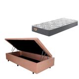 Cama Box Casal Baú Courino Linho Cinza 138x188 Com Colchão Adapto Molas Ensacadas Ecoflex