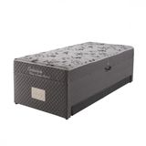 Cama Box Solteiro 63cmx88cmx188cm com Baú e Cama Auxiliar D28 e Molas Bonnel Evolution Espresso Móveis Cinza