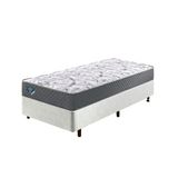 Cama Box Solteirão Courino Linho Branco 96x203 Com Colchão Adapto Molas Ensacadas Ecoflex