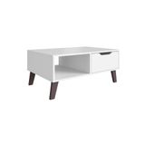 Mesa De Centro Retangular Completa Móveis Rimini Mc004bcbc 1 Gaveta Branco Se