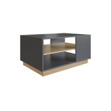 Mesa De Centro Retangular Completa Móveis Livorno Mc002gfoa  Grafite Oak Se