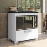 Balcão Para Cooktop 5 bocas e Forno 1 Porta Albânia Branco Brienza