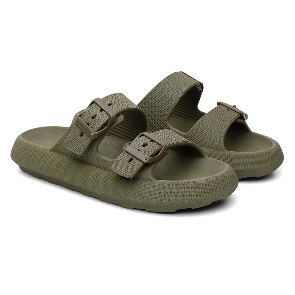 Chinelo Feminino Nuvem Slide Confortável Birken Fivela - Verde Militar - 34/35