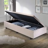 Cama Box Baú Solteirão 96x203x42cm Suede Bege Com Pistão A Gás