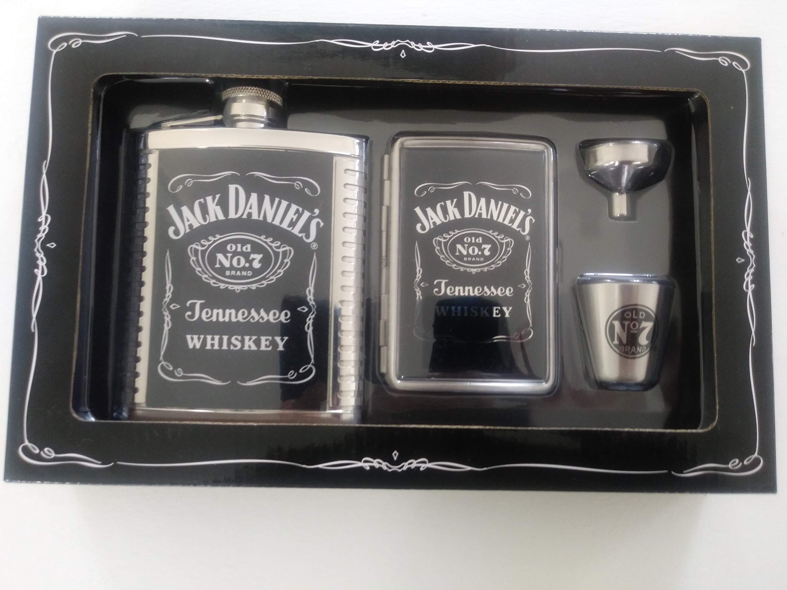 Conjunto De Presente Jack Daniel&#39;s Flask/case/shot/funnel Com Caixa