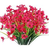 Conjunto De 6 Flores Roxas Artificiais Resistentes A Uv Para Interior E Exterior Não Desbotam (vermelho Rosa)