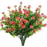 4 Peças Plantas Artificiais, Arbustos De Vegetação De Plástico Falso Artificial Para Interior E Exterior, Escritório, Jardim, Vermelho