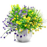 9 Flores Artificiais Ao Ar Livre Uv Resistentes Falsas Flores Arbustos Plantas Artificiais Plástico Bouquet Arranjo Floral Para Decoração Do