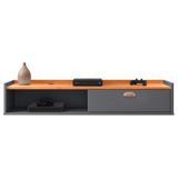 Rack Suspenso Tv 1.20 Home Decor 1 Portas Puxador Concha Nicho Decorativo Organizador Sala Quarto - Cinza/cinamomo - Rpm Móveis