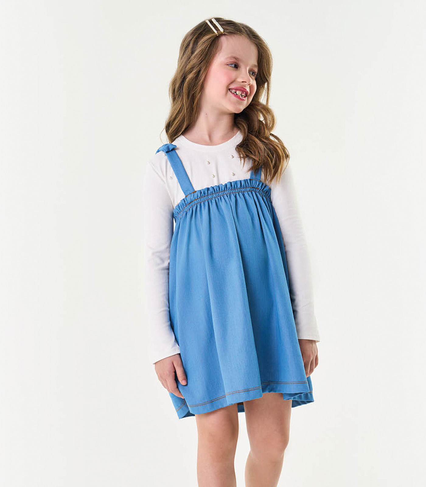 Conjunto Infantil Blusa Com Vestido Trick Nick Bege 2