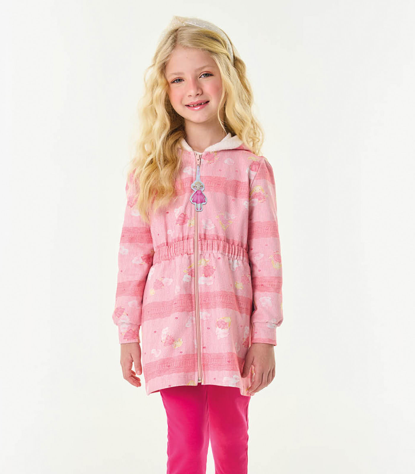 Parka Com Capuz Infantil Trick Nick Rosa 10