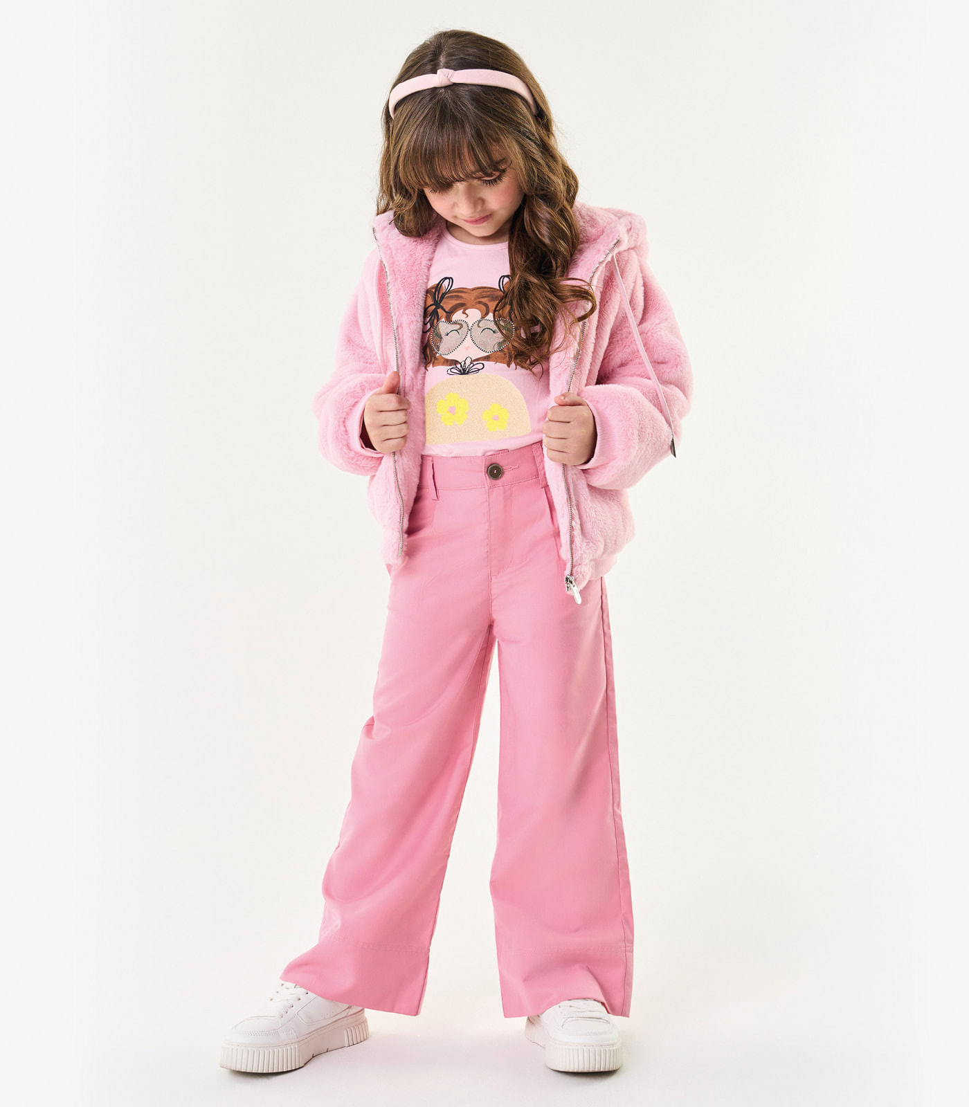 Calça Infantil Feminina Wide Leg Trick Nick Rosa 8