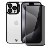 Kit Capa Gravity Preta E Pelicula Defender Pro Privacidade Para Iphone 15 Pro Max - Gshield