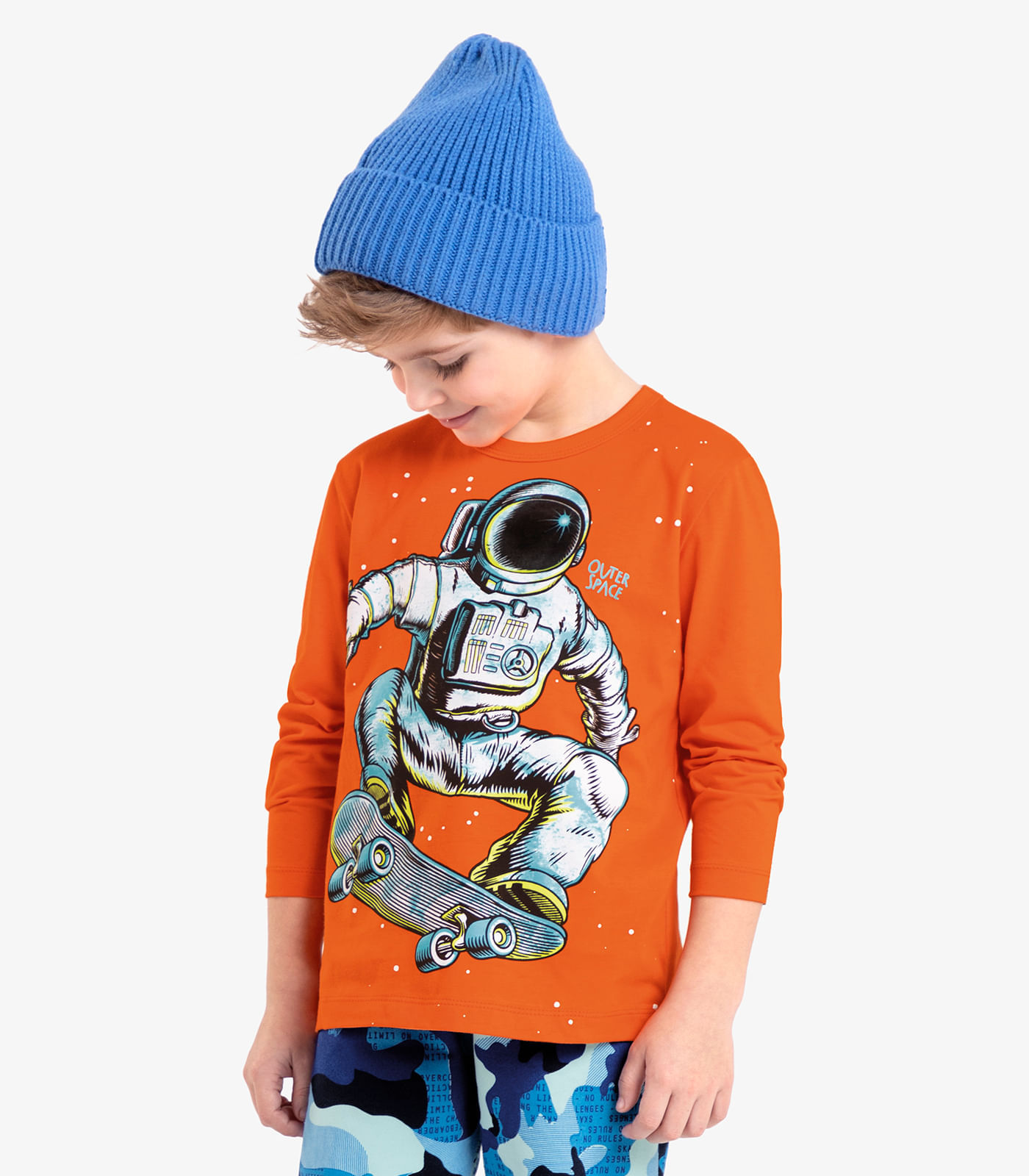 Camiseta Infantil Masculina Astronauta Rovi Kids Laranja 4