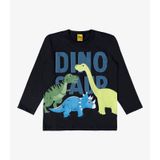 Camiseta Infantil Manga Longa Dino Rovi Kids Preto 2