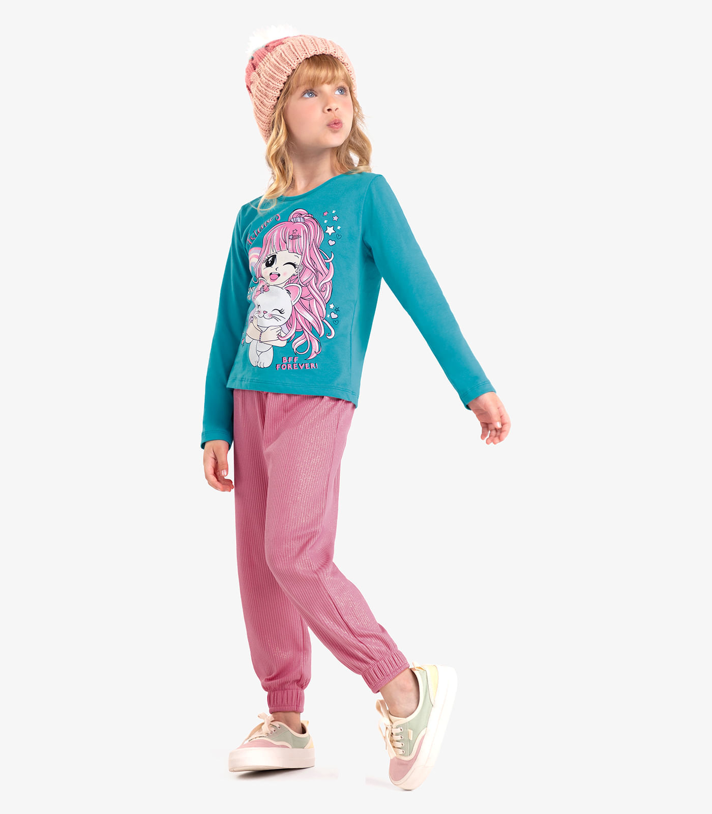 Calça Jogger Infantil Feminina Rovi Kids Rosa 8