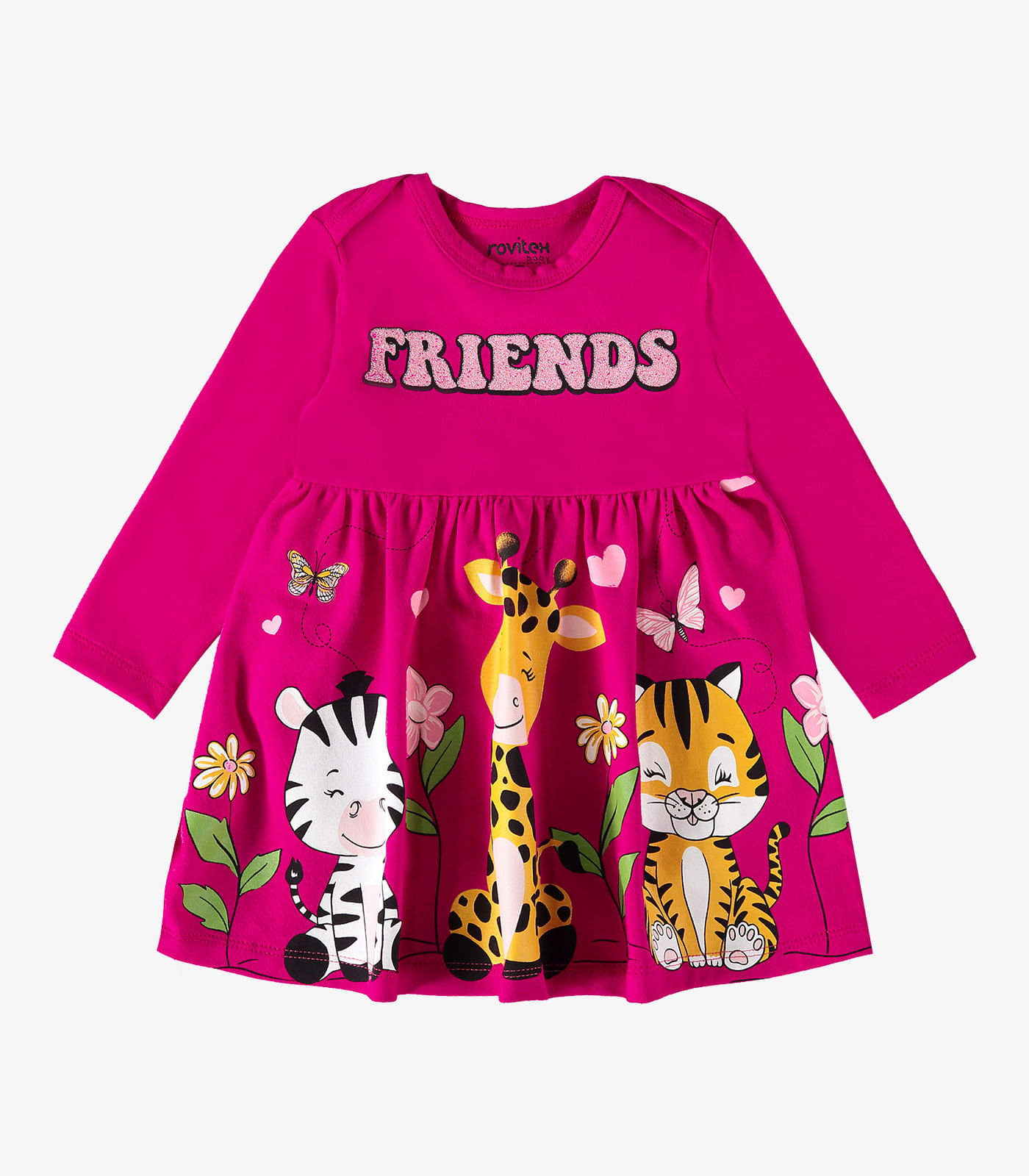 Vestido Infantil Manga Longa Friends Rovi Kids Rosa G