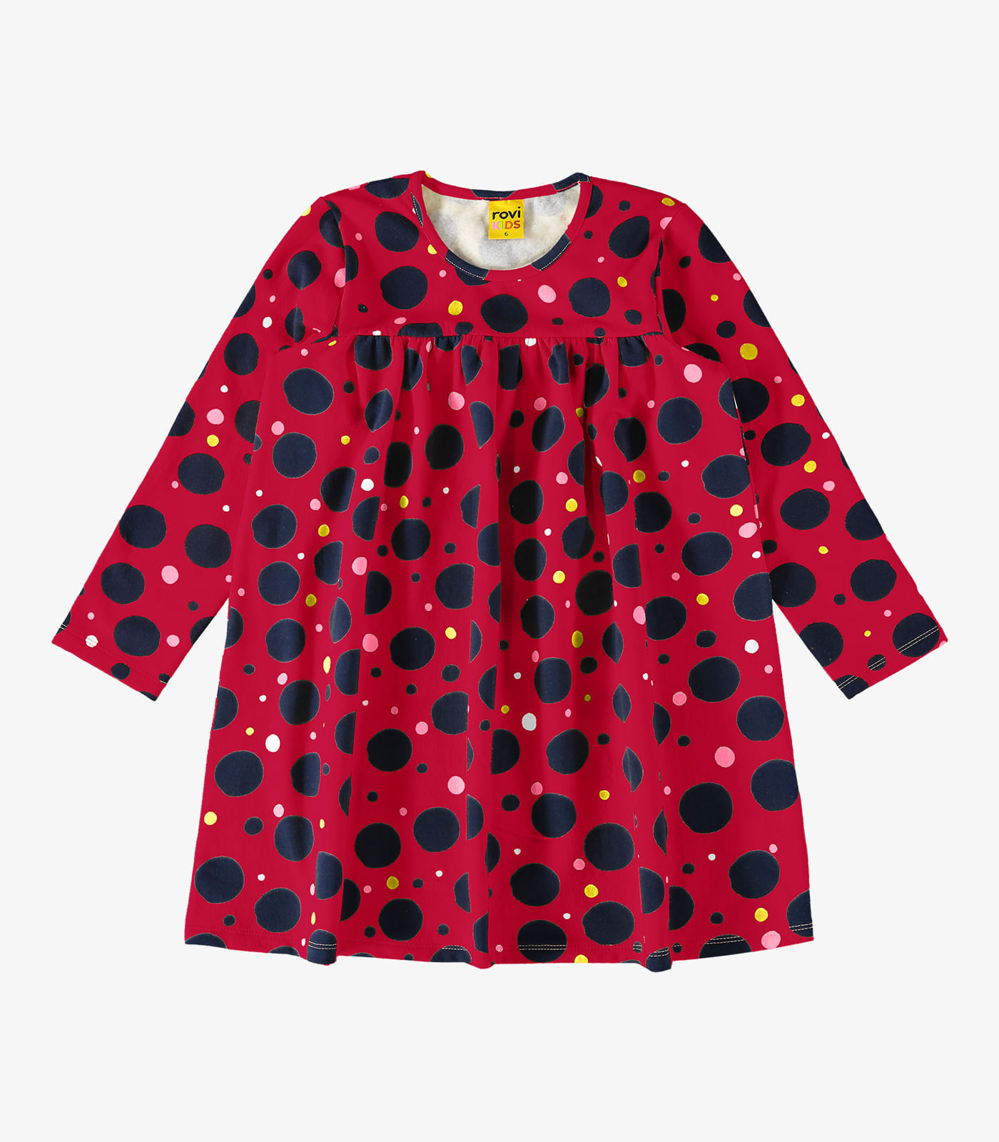 Vestido Infantil Manga Longa De Bolinhas Rovi Kids Vermelho 3