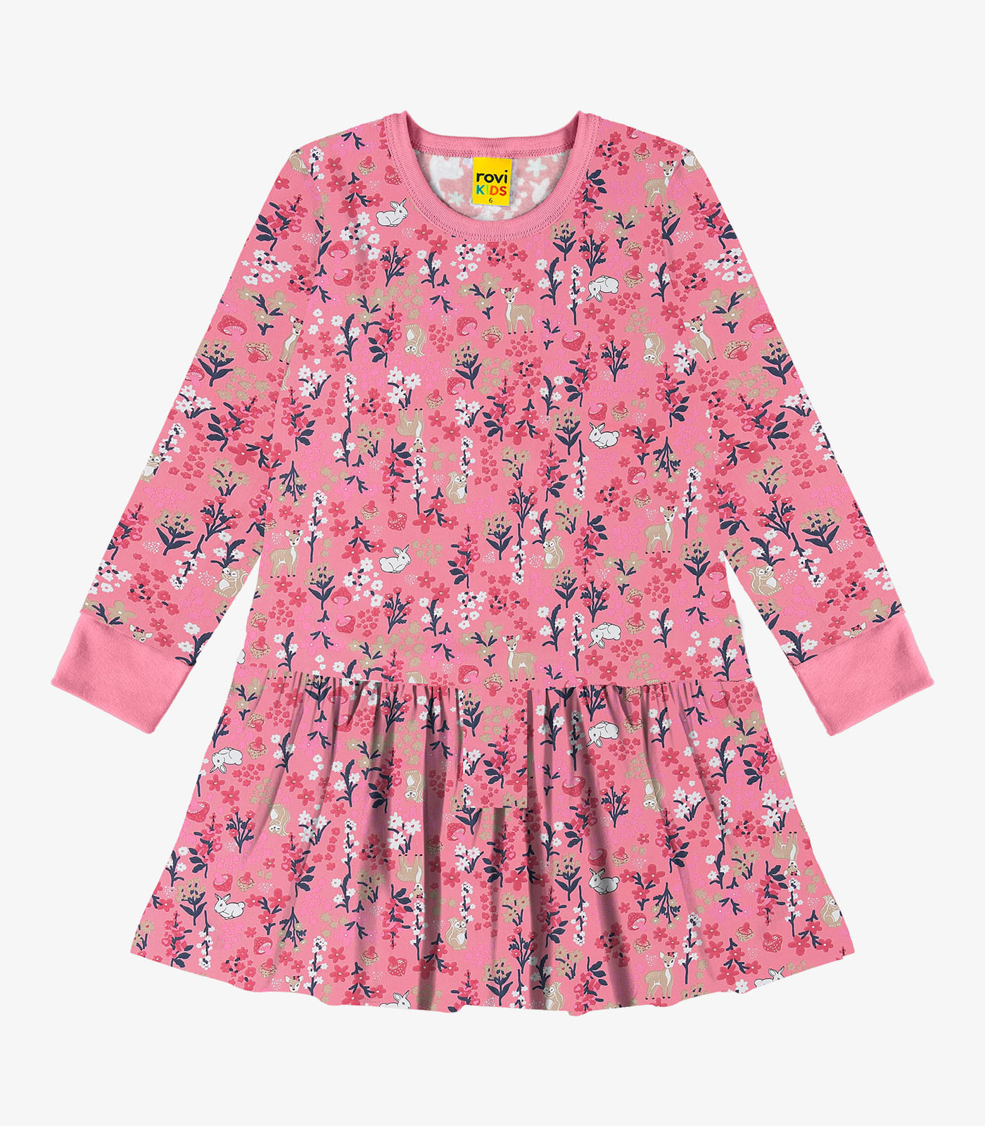 Vestido Infantil Estampado Rovi Kids Rosa 3