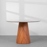 Mesa De Jantar Dadi Redonda Tampo Em Vidro Off White - 1,20m
