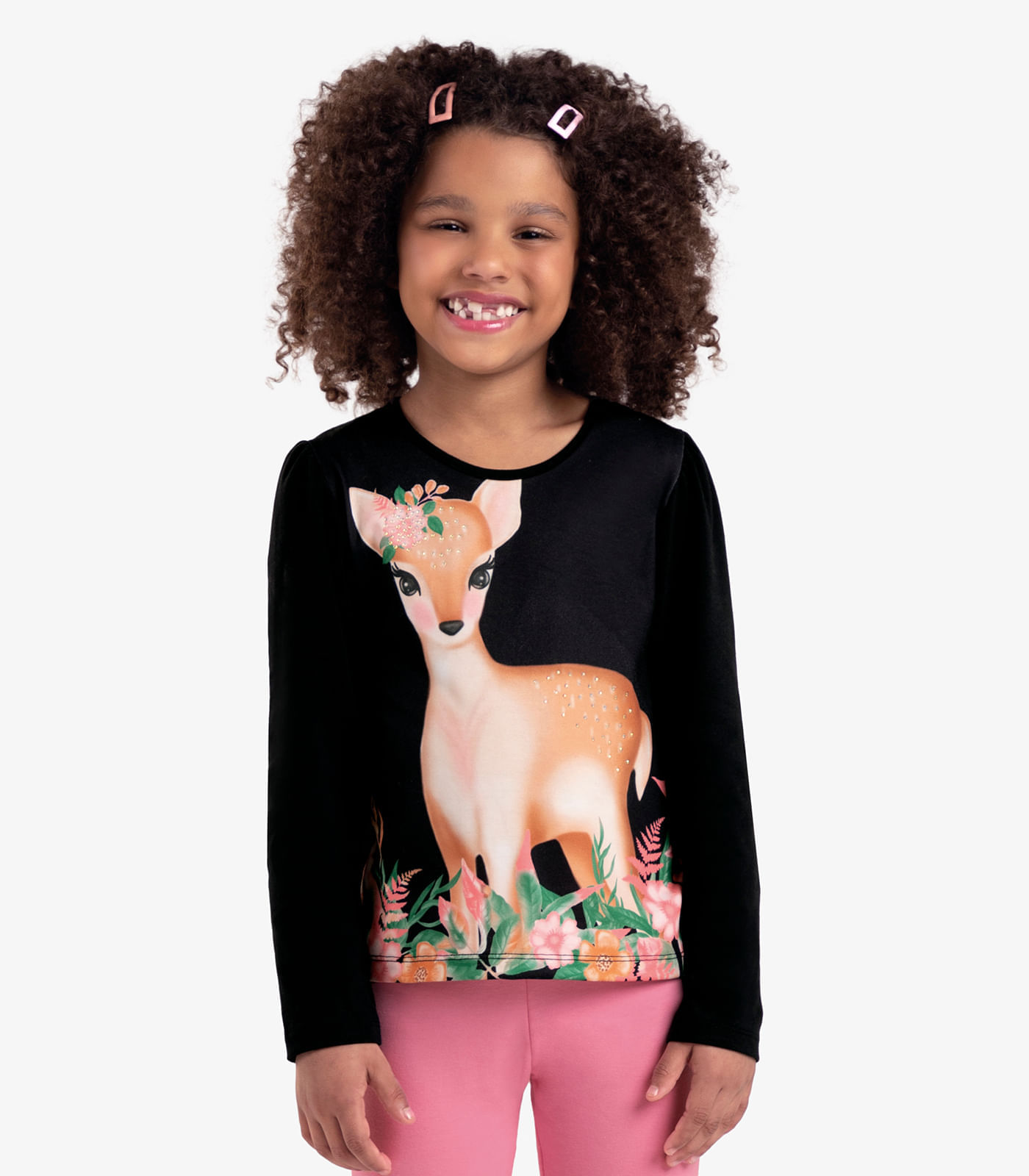 Blusa Infantil Feminina Manga Longa Rovi Kids Preto 8