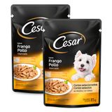 Kit 2 Ração Úmida Para Cachorro Cesar Adulto Sabor Frango Marinado Em Sachê 85g