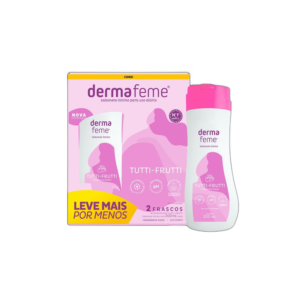 Kit Dermafeme Sabonete Líquido Íntimo Tutti-frutti 2 Unidades De 200ml