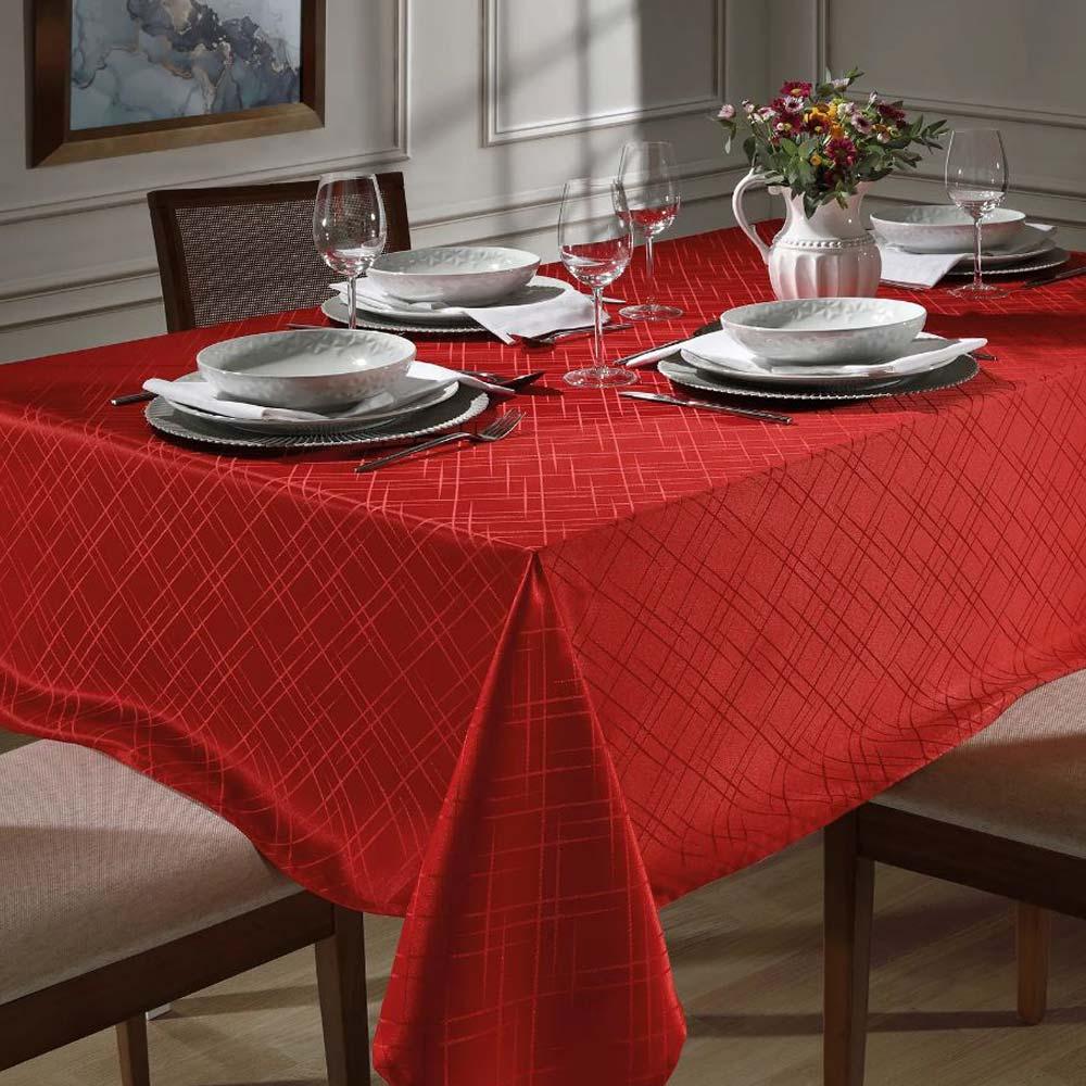 Toalha De Mesa Retangular 160x270cm Requinte Ii Tj-5795 - Dohler Vermelha/6957