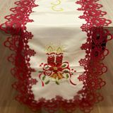 Caminho De Mesa Retangular 40x225cm Natal 103 - Rafimex Creme/vermelho