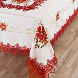 Toalha De Mesa Retangular 180x225cm Natal 103 - Rafimex Creme/vermelho