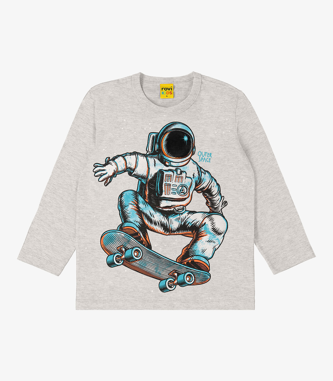 Camiseta Infantil Masculina Astronauta Rovi Kids Cinza 10