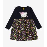 Vestido Infantil Manga Longa Estampado Rovi Kids Preto 3