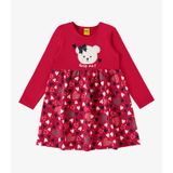 Vestido Infantil Manga Longa Estampado Rovi Kids Vermelho 8