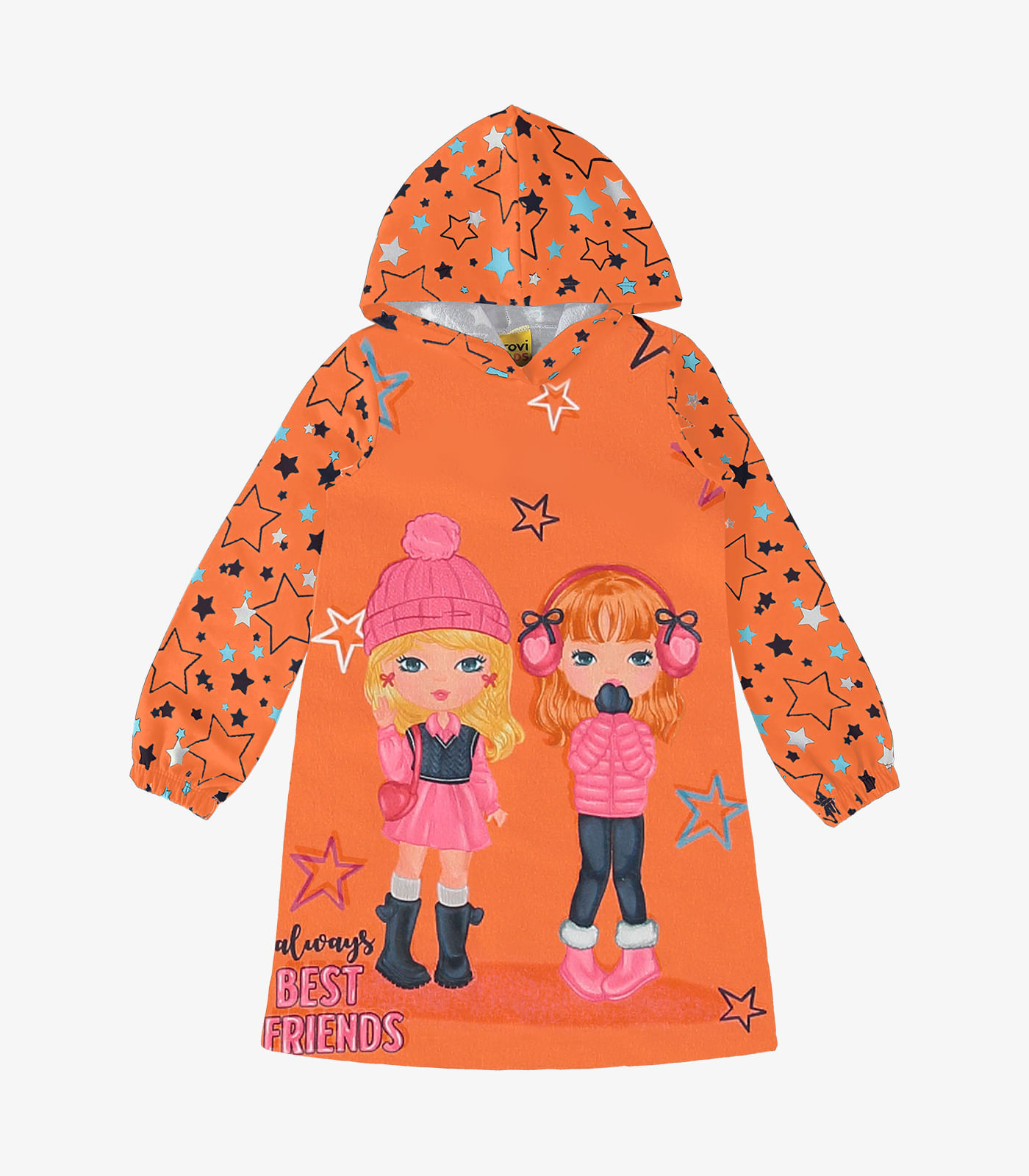 Vestido Infantil Manga Longa E Capuz Rovi Kids Laranja 6